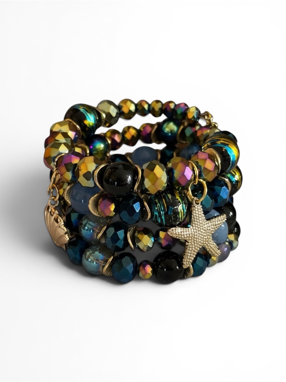 Tol Dezigns | Coastal Nights Memory Wire Bracelet - Picture 3 of 6